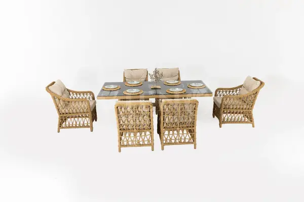 Dora Rattan Bahçe Balkon Masa Takımı (100cm x 200cm)