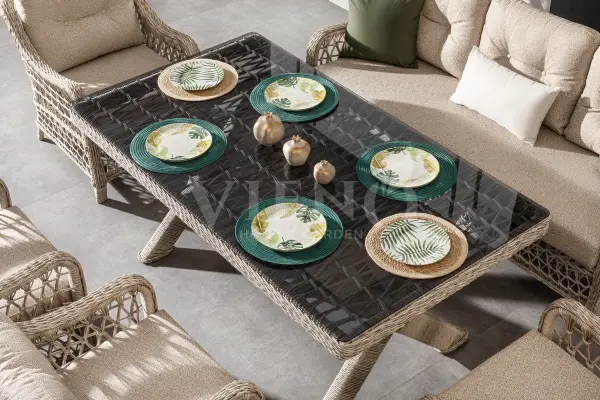 Dora Rolex Rattan Bahçe Balkon Oturma Takımı (90-180cm Masalı)