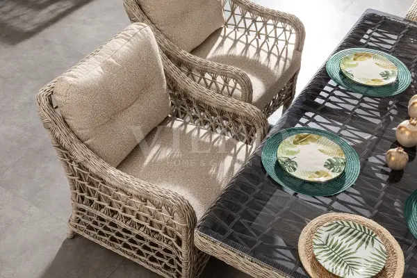 Dora Rolex Rattan Bahçe Balkon Oturma Takımı (90-180cm Masalı)