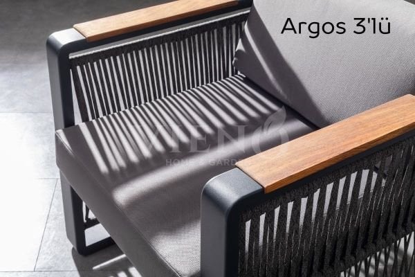 Argos Alüminyum Bahçe Balkon Oturma Grubu Yüksek İreko Ahşap Sehpa - Cappuccino