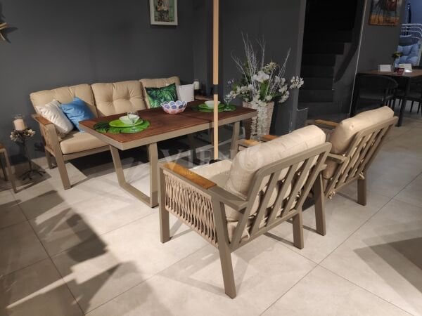 Artemis Plus Alüminyum Bahçe Balkon Oturma Grubu Cappuccino