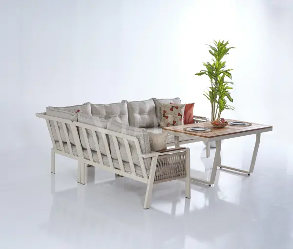 Artemis Plus Alüminyum Bahçe Balkon Köşe Takımı (140x78) Alçak HPL Kompakt Sehpa