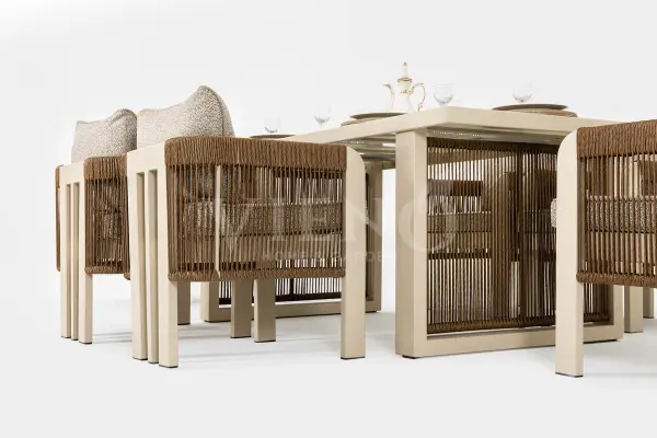 Atlas Alüminyum Bahçe Balkon Masa Takımı (100cm x 200cm) Kahve