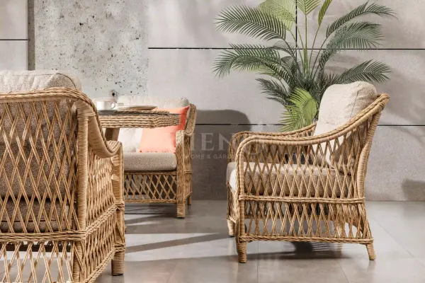 Madeo Rolex Rattan Bahçe Balkon Oturma Grubu (90x180cm Masalı)