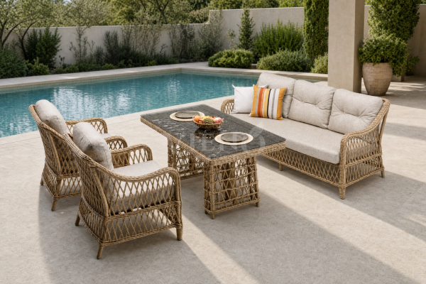 Madeo Rattan Bahçe Oturma Grubu Cappuccino