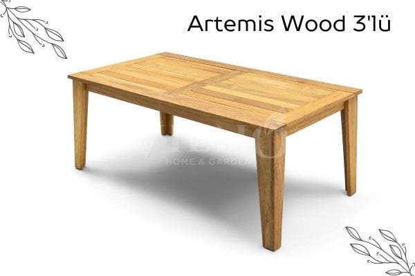 Artemis Wood 3'lü Ahşap Bahçe Balkon Oturma Grubu