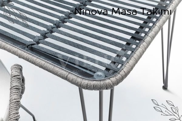 Ninova Luxio-Cord Bahçe Balkon Masa Takımı (90x90)