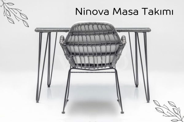 Ninova Luxio-Cord Bahçe Balkon Masa Takımı (90x90)