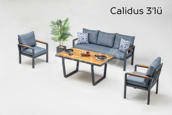 Calidus 3'lü Alüminyum Bahçe Balkon Oturma Grubu