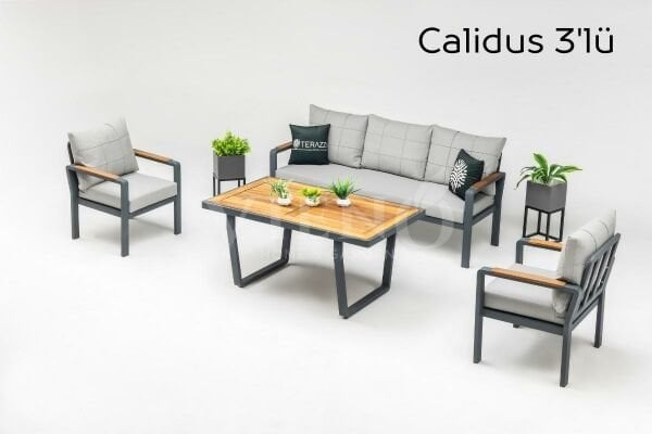 Calidus 3'lü Alüminyum Bahçe Balkon Oturma Grubu