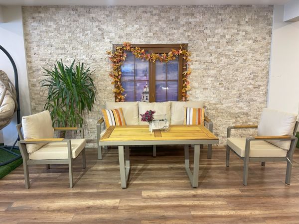 Calidus 3'lü Alüminyum Bahçe Balkon Oturma Grubu