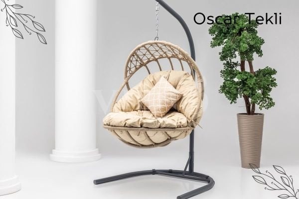 Oscar Luxio Cord İp Örgü Tek Kişilik Bahçe Balkon Salıncak