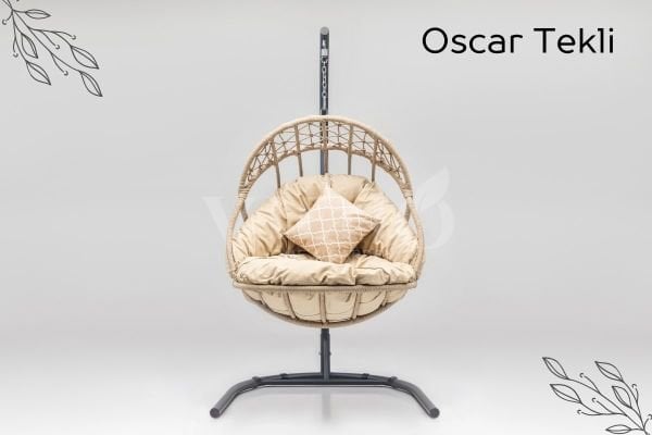Oscar Luxio Cord İp Örgü Tek Kişilik Bahçe Balkon Salıncak