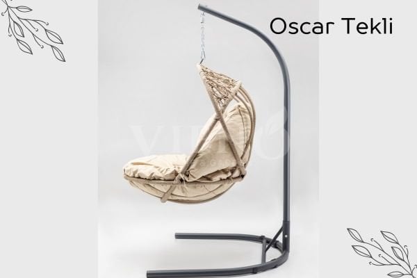 Oscar Luxio Cord İp Örgü Tek Kişilik Bahçe Balkon Salıncak
