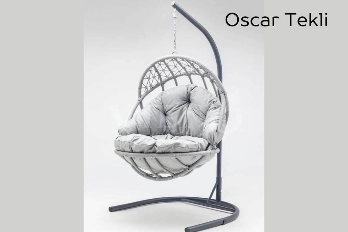 Oscar Luxio Cord İp Örgü Tek Kişilik Bahçe Balkon Salıncak