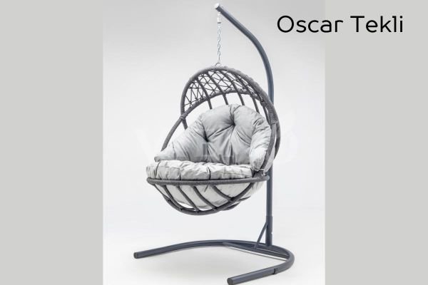 Oscar Luxio Cord İp Örgü Tek Kişilik Bahçe Balkon Salıncak Antrasit