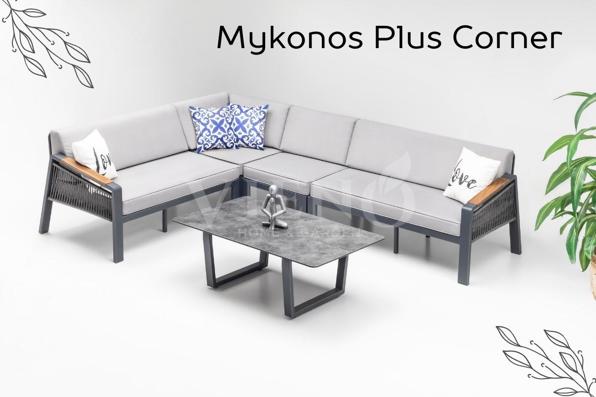 Mykonos Plus Alüminyum Bahçe Balkon Köşe Takımı Alçak HPL Kompakt Sehpa