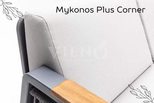 Mykonos Plus Alüminyum Bahçe Balkon Köşe Takımı Yüksek İreko Ahşap Sehpa
