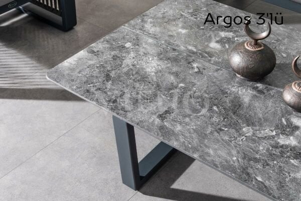 Argos Alüminyum Bahçe Balkon Oturma Grubu Alçak HPL Kompakt Sehpa - Antrasit