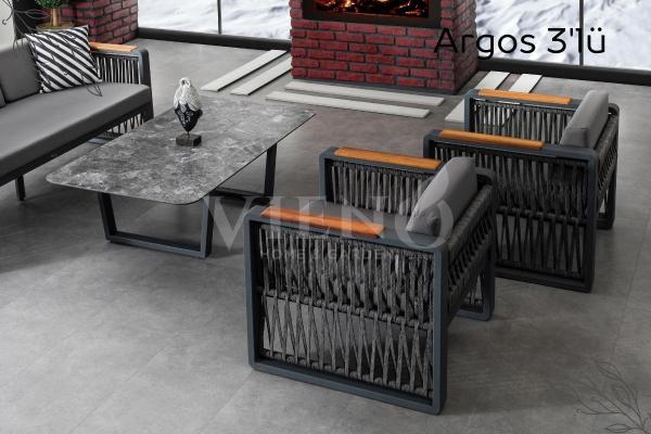 Argos Alüminyum Bahçe Balkon Oturma Grubu Alçak HPL Kompakt Sehpa - Antrasit