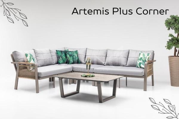 Artemis Plus Alüminyum Bahçe Balkon Köşe Takımı Alçak HPL Kompakt Sehpa
