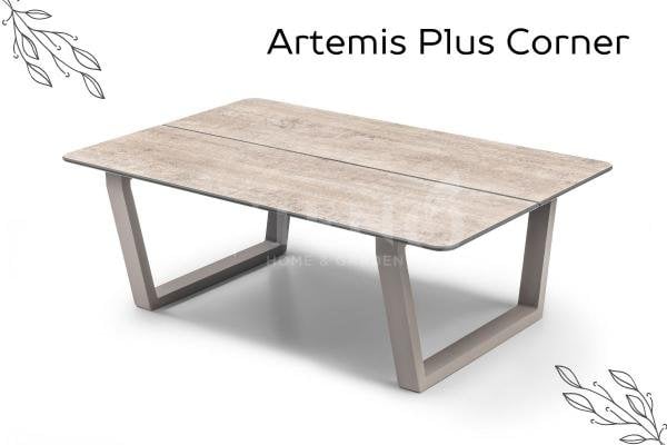 Artemis Plus Alüminyum Bahçe Balkon Köşe Takımı Alçak HPL Kompakt Sehpa