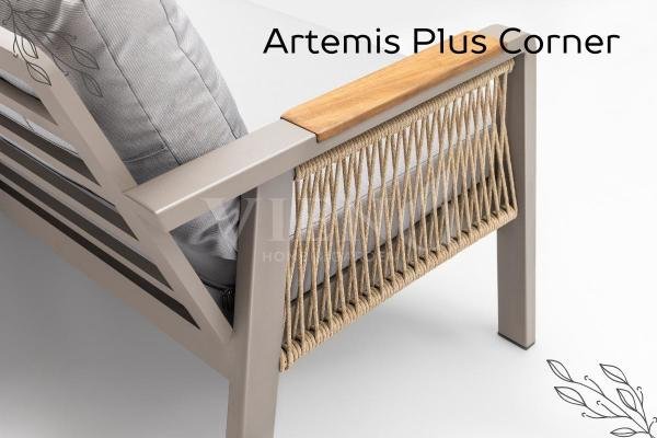Artemis Plus Alüminyum Bahçe Balkon Köşe Takımı Yüksek İreko Ahşap Sehpa