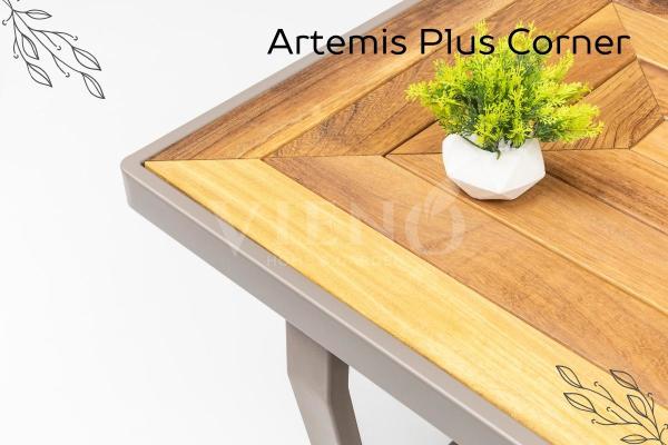Artemis Plus Alüminyum Bahçe Balkon Köşe Takımı Yüksek İreko Ahşap Sehpa