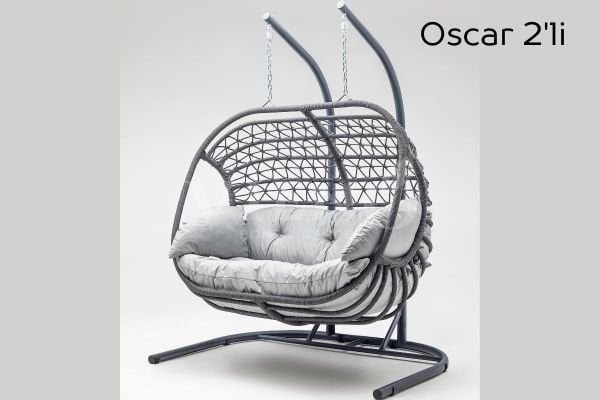 Oscar Luxio Cord Örgü 2'li Bahçe Balkon Salıncak Antrasit