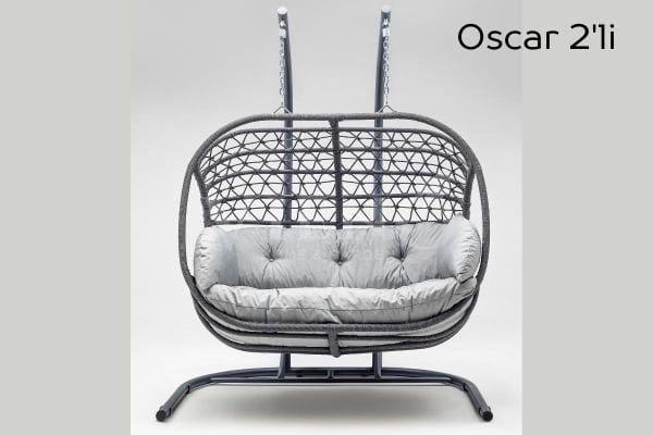 Oscar Luxio Cord Örgü 2'li Bahçe Balkon Salıncak Gri