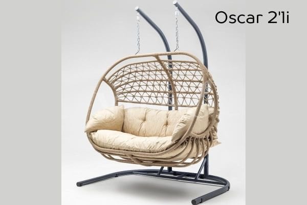 Oscar Luxio Cord Örgü 2'li Bahçe Balkon Salıncak Cappuccino