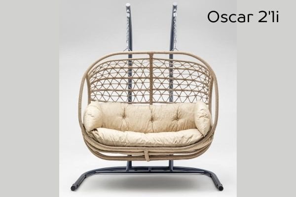 Oscar Luxio Cord Örgü 2'li Bahçe Balkon Salıncak Gri