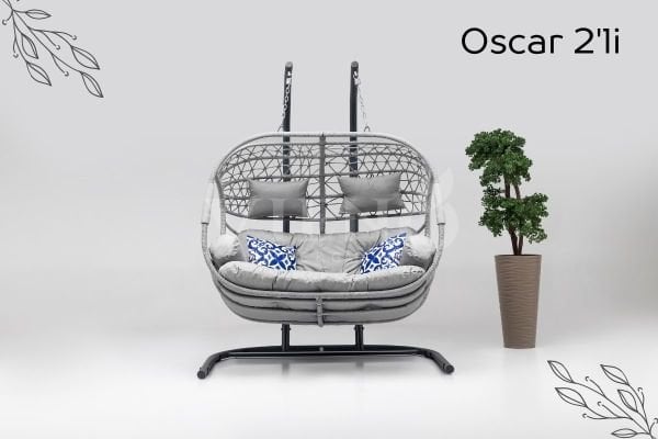 Oscar Luxio Cord Örgü 2'li Bahçe Balkon Salıncak