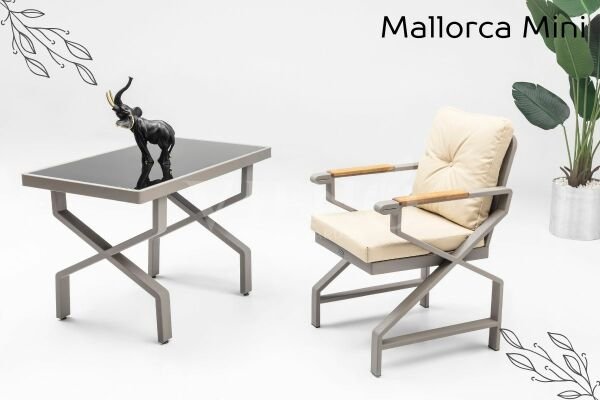 Mallorca Mini 2'li Alüminyum Bahçe Balkon Oturma Grubu Cappuccino