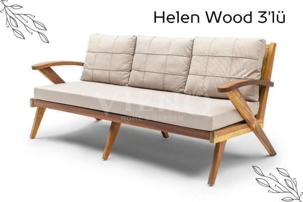 Helen Wood Ahşap Bahçe Balkon Oturma Grubu (3+1+1)