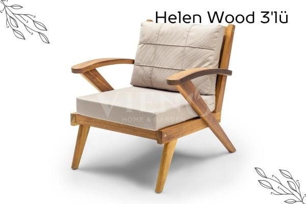 Helen Wood Ahşap Bahçe Balkon Oturma Grubu (3+1+1)