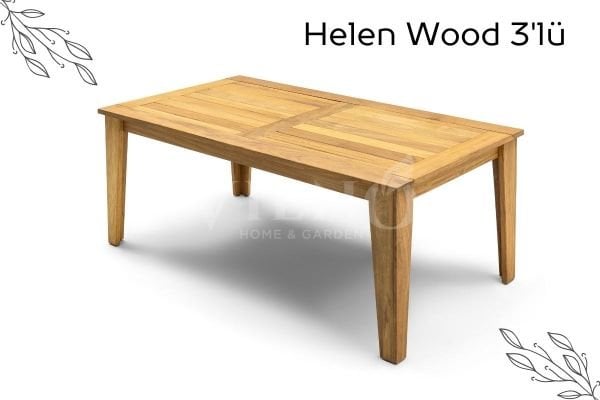Helen Wood Ahşap Bahçe Balkon Oturma Grubu (3+1+1)