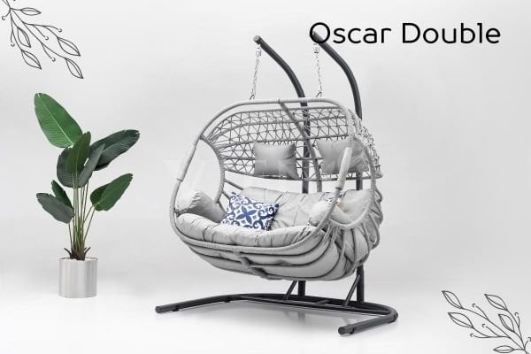 Oscar Luxio Cord Örgü 2'li Bahçe Balkon Salıncak Gri