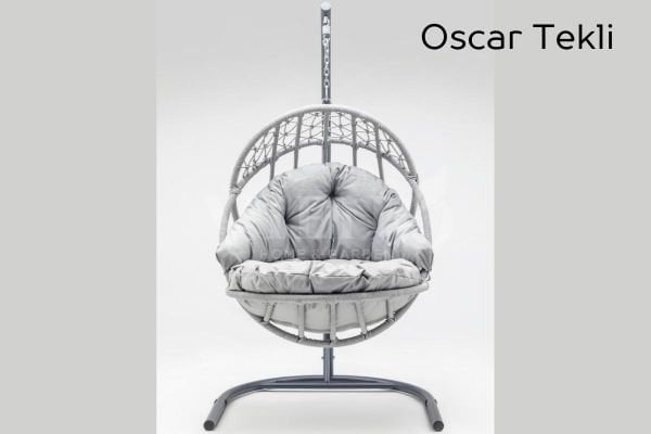 Oscar Luxio Cord İp Örgü Tek Kişilik Bahçe Balkon Salıncak Gri