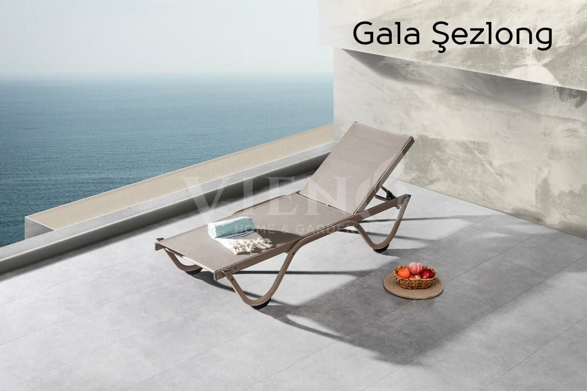 Gala Kolsuz Alüminyum File Şezlong Cappuccino