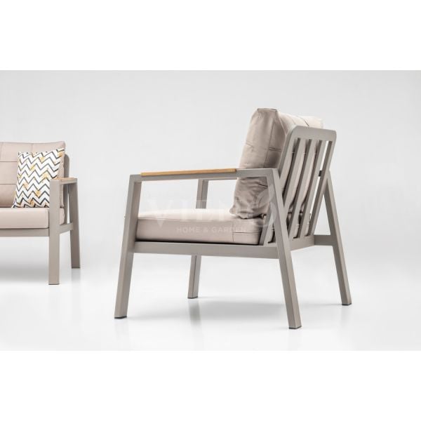 Efes Alüminyum Bahçe Balkon Masa Takımı Ahşap Tablalı (80x140) Cappuccino