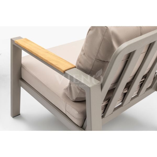 Efes Alüminyum Bahçe Balkon Masa Takımı Ahşap Tablalı (80x140) Cappuccino