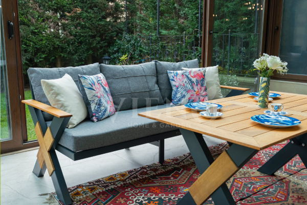 Lotus Alüminyum Bahçe Balkon Oturma Grubu Antrasit (TEŞHİR)