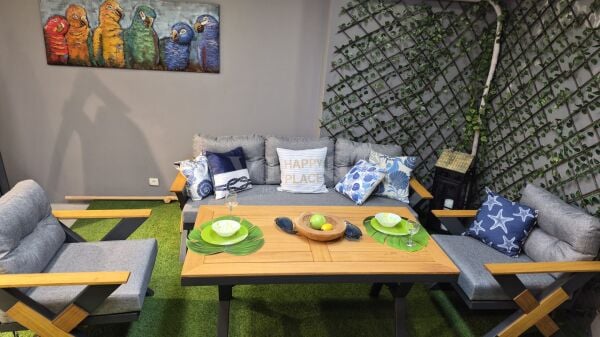 Lotus Alüminyum Bahçe Balkon Oturma Grubu Antrasit (TEŞHİR)