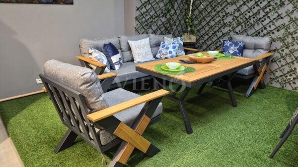 Lotus Alüminyum Bahçe Balkon Oturma Grubu Antrasit (TEŞHİR)