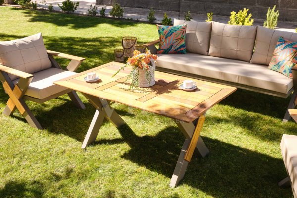 Lotus Aluminyum Bahçe Balkon Oturma Grubu (TEŞHİR) Cappuccino