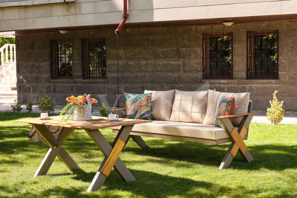 Lotus Aluminyum Bahçe Balkon Oturma Grubu (TEŞHİR) Cappuccino