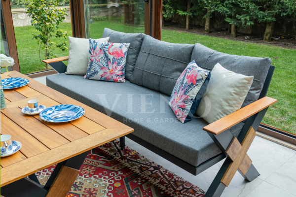 Lotus Aluminyum Bahçe Balkon Oturma Grubu Antrasit