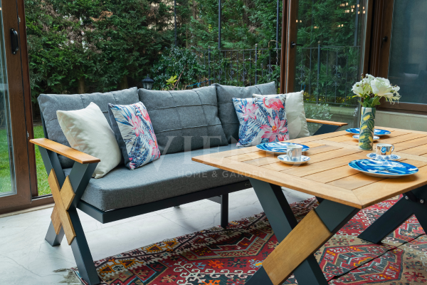 Lotus Aluminyum Bahçe Balkon Oturma Grubu Antrasit