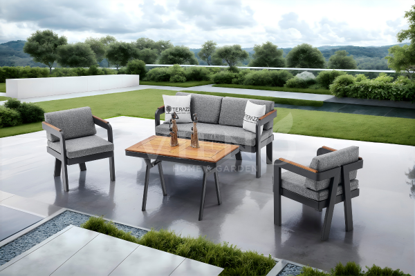 Atlantis Mini Alüminyum 2'li Bahçe Balkon Oturma Grubu